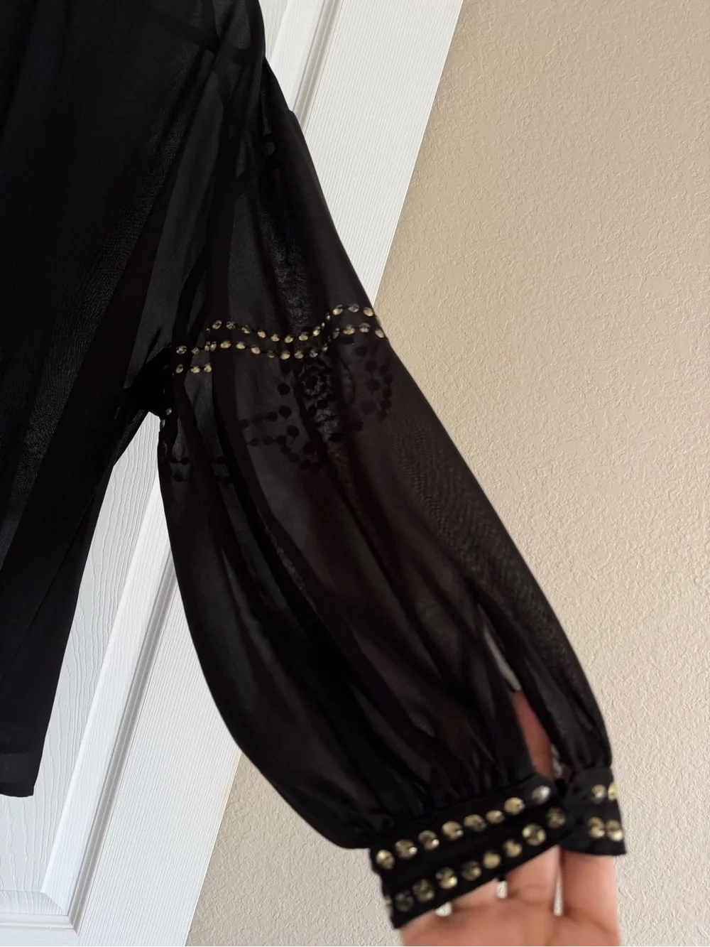 Zara Black Blouse with Metallic Stud Embellishments